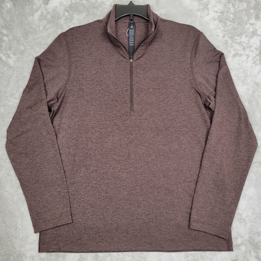 Lululemon Soft Jersey Half Zip Long Sleeve Pullover Mens M Brown Heather Running